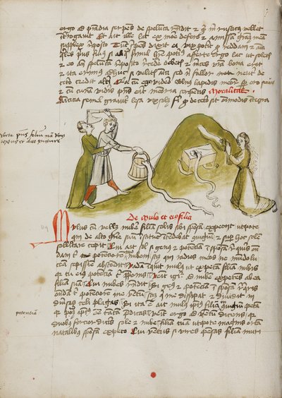 En kvinna i bön och en orm på en närbelägen kulle; en man som försöker döda en orm med en yxa av Unknown artist