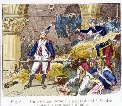 En bivack framför hertigpalatset i Venedig under den italienska kampanjen av Unknown artist