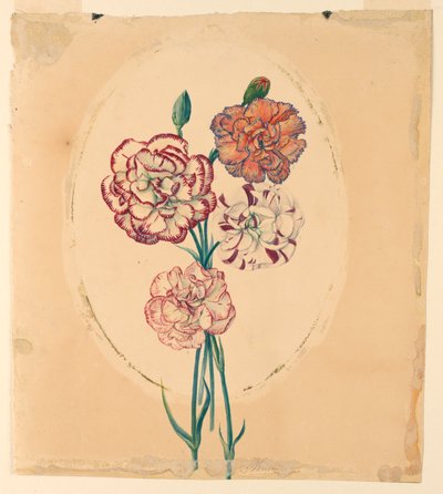 Ett gäng med fyra nejlikor av Unknown artist