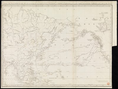 En karta över norra Stilla havet med Asiens nordöstra kust och Amerikas nordvästra kust, utforskad 1778 och 1779 av kapten Cook och vidare utforskad 1788 och 1789 av John Meares (tryck) av Unknown artist