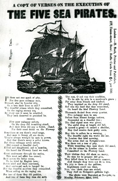 En kopia av verser om avrättningen av de fem sjöpiraterna, c.1864 av Unknown artist