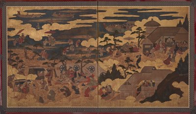 En festival vid Sumiyoshi Shrine av Unknown artist