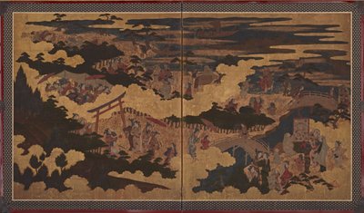 En festival vid Sumiyoshi Shrine av Unknown artist