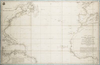 Ett allmänt sjökort över Atlanten norr om ekvatorn av Unknown artist