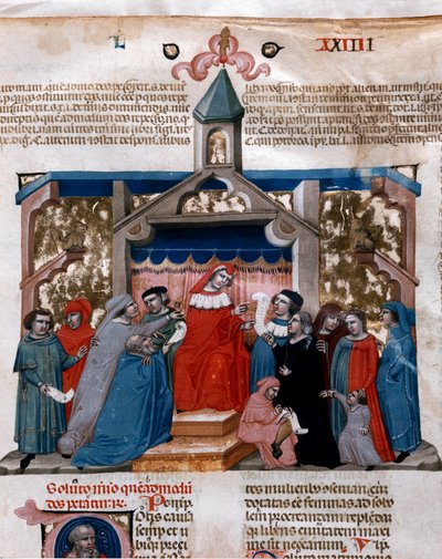 En advokat som tillämpar miniatyrlagen hämtad från Justinian Code (Codex Justinianus), en samling lagar och institutioner publicerade under den romerske kejsaren Justinian I av Byzantium (483-565) av Unknown artist