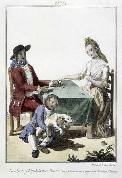 En mulatt och en spansk föder en morisk - gravyr av Unknown artist