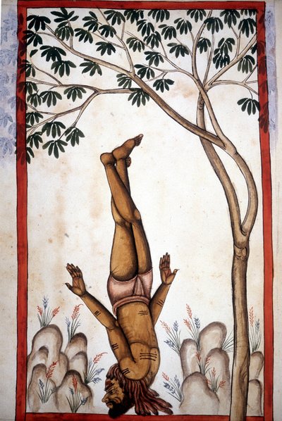 En sida fakir från manuskriptet (ms.8300) "History of Mogol"" (Moghul eller Moghol) av Stefano Nivibus Cardeira. 1700-talet. Bibloteca marciana, Venedig av Unknown artist