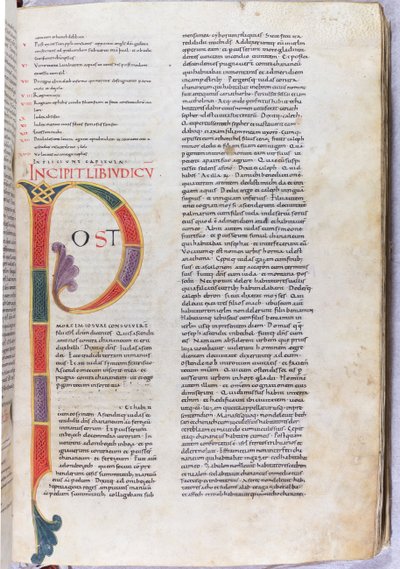 En sida med incipit ur Domarboken "Efter Josuas död...", 1000-talet (miniatyr, membranhandskrift) av Unknown artist