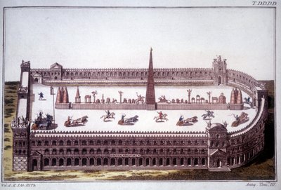 Ett stridsvagnslopp på Cirque Maxime (Circo Massimo). av Unknown artist