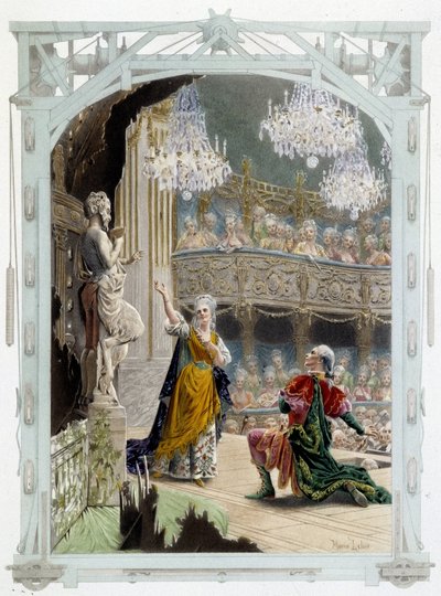 Skådespelare på en teaterscen - i "" En kvinna av kvalitet i århundradet passerar"" av Unknown artist