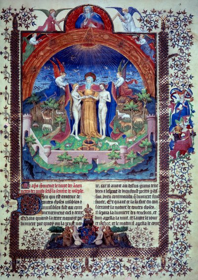 Adam och Eva in the Earth Paradise Miniature från "" Jewish Antiquities or Jewish Antiquities"" av Flavius Josephe av Unknown artist