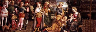 Adoration of the Magi (olja på panel) av Unknown artist