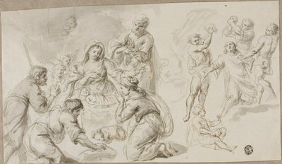 Tillbedjan av herdarna; Stening av Sankt Stefan av Unknown artist