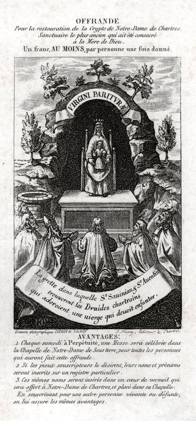 Tillbedjan av Jungfru Maria. (gravyr, ca 1850) av Unknown artist
