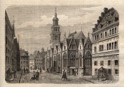 Aegidienkirche (Hannover) Tyskland - Hannover Aegidien-kyrkan, förstörd under andra världskriget - Hannover - Aegidienkirche - gravyr i "" Illustrous People