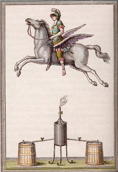 Aerostatisk figur 6 fot 8 tum lång, 9 fot 6 tum hög gjord av bröderna Enslen (Christian Gottfried av Unknown artist