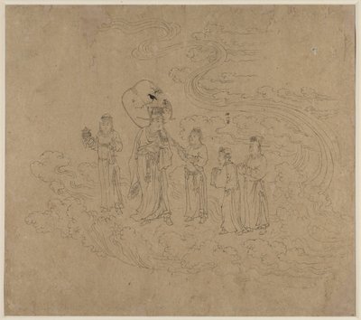 Album med daoistiska och buddhistiska teman: Procession of Daoist Deities: Leaf 10 av Unknown artist