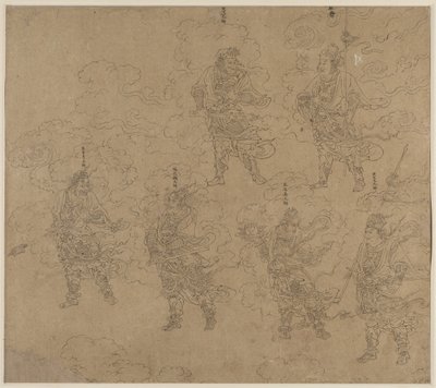 Album med daoistiska och buddhistiska teman: Procession of Daoist Deities: Leaf 14 av Unknown artist