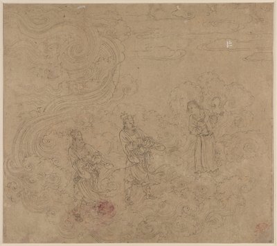 Album med daoistiska och buddhistiska teman: Procession of Daoist Deities: Leaf 17 av Unknown artist
