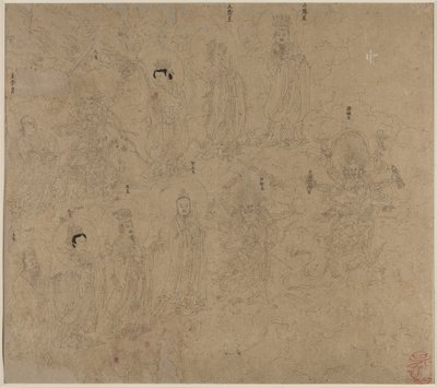 Album med daoistiska och buddhistiska teman: Procession of Daoist Deities: Leaf 21 av Unknown artist