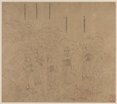 Album med daoistiska och buddhistiska teman: Procession of Daoist Deities: Leaf 22 av Unknown artist