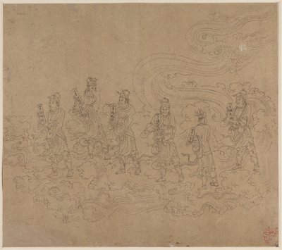 Album med daoistiska och buddhistiska teman: Procession of Daoist Deities: Leaf 23 av Unknown artist
