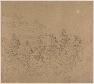Album med daoistiska och buddhistiska teman: Procession of Daoist Deities: Leaf 24 av Unknown artist