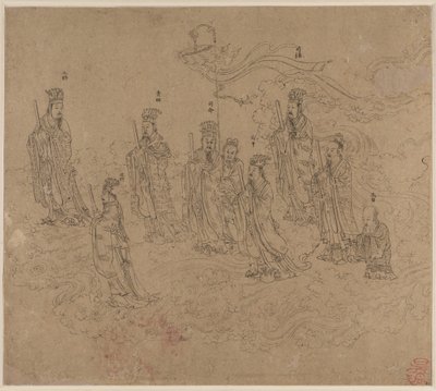Album med daoistiska och buddhistiska teman: Procession of Daoist Deities: Leaf 26 av Unknown artist