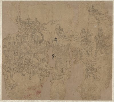 Album med daoistiska och buddhistiska teman: Procession of Daoist Deities: Leaf 3 av Unknown artist