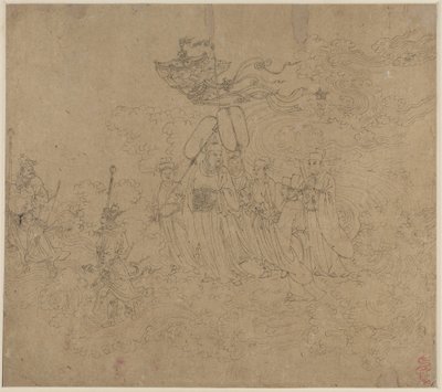 Album med daoistiska och buddhistiska teman: Procession of Daoist Deities: Leaf 6 av Unknown artist