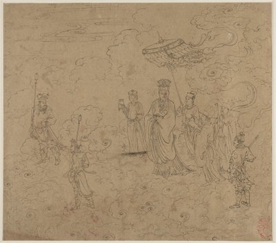 Album med daoistiska och buddhistiska teman: Procession of Daoist Deities: Leaf 8 av Unknown artist