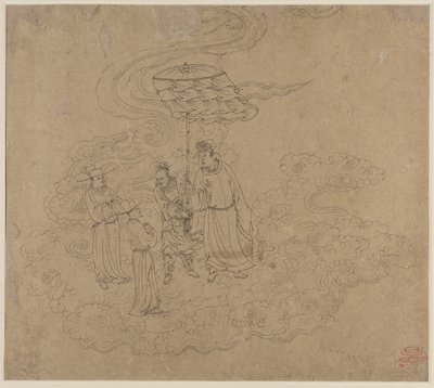 Album med daoistiska och buddhistiska teman: Procession of Daoist Deities: Leaf 9 av Unknown artist