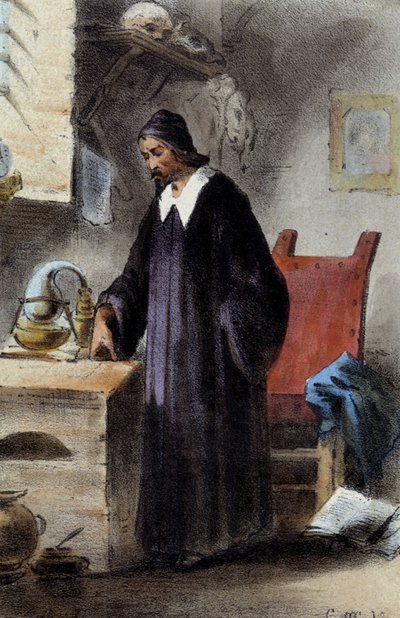 Alkemisten Nicola Barnaud, forskare av den filosofiska stenen. av Unknown artist