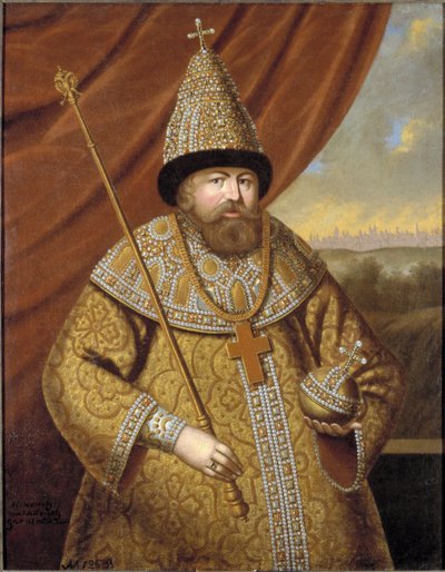 Alexis Ier Mikhailovitch, dit le Tsar tres paisible - Porträtt av tsaren Alexis I Mikhailovich av Ryssland (1629-1676), Anonym . Olja på duk, 1600-talets andra hälft.. Mått: 136x107 cm. Nationalmuseum Stockholm av Unknown artist