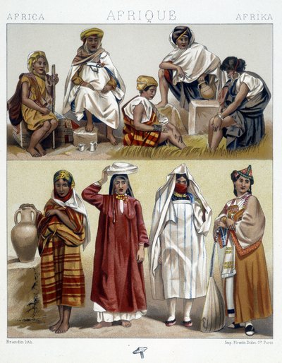 Algeriet och Tunisien, populära kostymer - i "" Le costume historique"" av Racinet av Unknown artist