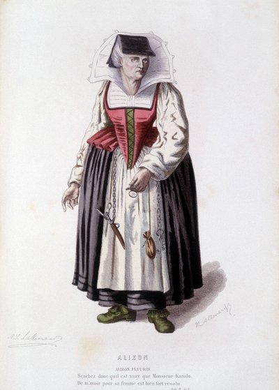 Alizon Fleurie i "Alizon"" (av JC Discret), i "" fransk teater på 1500- och 1600-talen före Moliere"" av Edouard Fournier av Unknown artist
