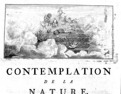 Allegorisk representation av utvecklingen av människan av mineraler, som passerar genom växt- och djurarter Charles Bonnet, Betraktelse av naturen, Neuchatel av Unknown artist