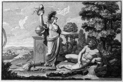 Allegori över den cisalpina republiken (Cisalpina) skapad av Napoleon Bonaparte den 27/06/1797 efter fransk modell i Italien, som blev Italienska republiken 1802. Den franska republikens symboler är representerade. Gravyr Museo del risorgimento, Milano. av Unknown artist