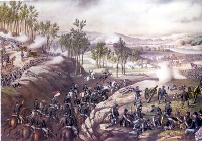 Amerikanska inbördeskriget (1861 - 1865): Slaget vid Resaca (Georgien) 13-15 maj 1864. Gravyr från 1800-talet. av Unknown artist