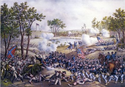 Amerikanskt avskiljningskrig eller inbördeskriget (1861 - 1865): Cold Harbor eller andra slaget vid Cold Harbor, Virginia 31-01 juni 1864. Gravyr från 1800-talet. av Unknown artist