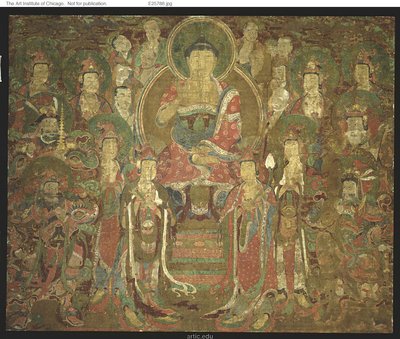 Amitabha Buddha med församling 아미타불회도 av Unknown artist
