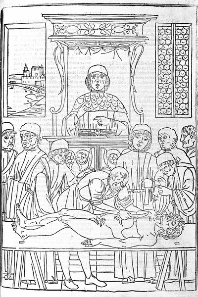 Anatomisk dissektion. Gravyr från en avhandling av medicin av Gerolamo Cardano (Cardanus Hieronymus), Florens av Unknown artist