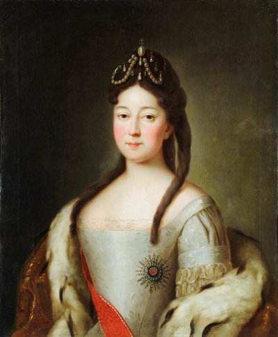 Anna Petrovna de Russie - Porträtt av tsarevna Anna Petrovna av Ryssland (1708-1728), dotter till kejsar Peter I av Ryssland, Anonym. Olja på duk, Sista kvartalet av 1700-talet, Statens museum för arkitektur, historia och konst, Vladimir av Unknown artist
