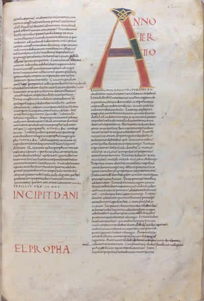 Anno tertio: Incipit Daniel Propha.incipit av profeten Daniels bok, 1000-talet (miniatyr, membranhandskrift) av Unknown artist