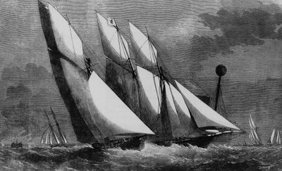 Årlig kapplöpning av Royal Thames Yacht Club: Galatea och Sharck 1862, Bibl. des Arts deco. av Unknown artist