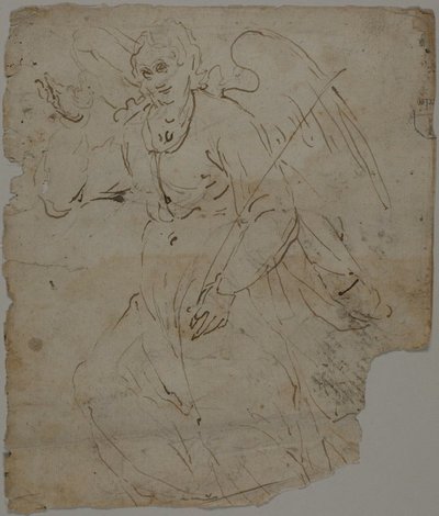Annunciate Angel (recto); Skisser av sittande figur, samt övre delen och höger hand av Annunciate Angel (verso) av Unknown artist