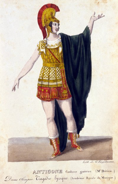 Antigone krigare kostym. 1700-talsgravyr. av Unknown artist