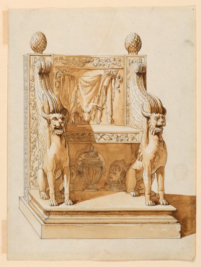 Antik stol med Bacchic-teman av Unknown artist