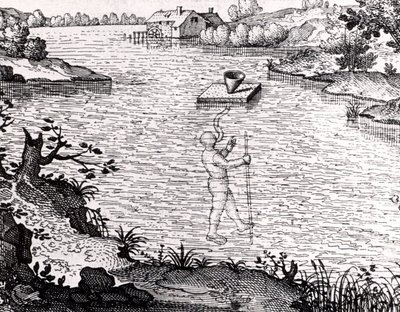 Utrustning som gör det möjligt för dykaren att andas under vatten av Unknown artist