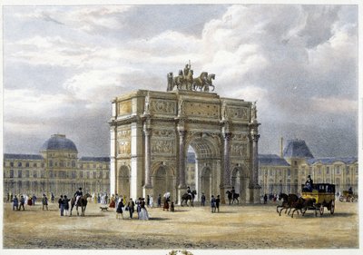 Triumfbågen du Carrousel - litografi, cirka 1830 av Unknown artist
